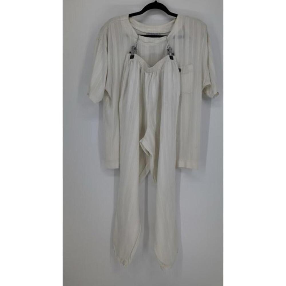 Vintage Rayon Outfit Set‎ Maren Blouse M Jarve Pants L Cream USA Boho